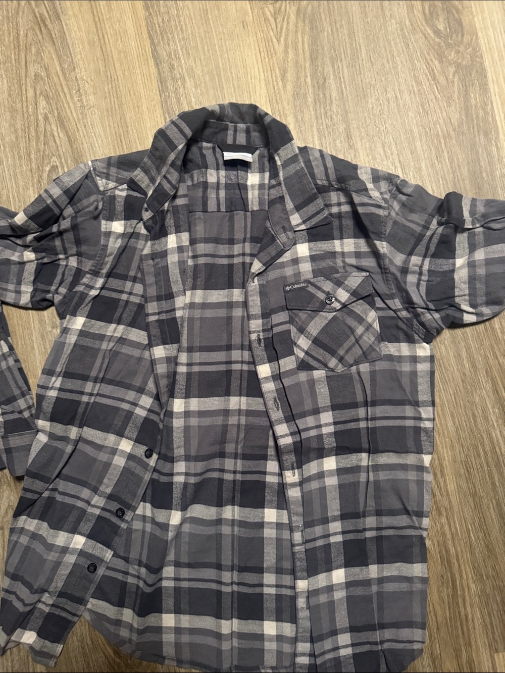 Columbia Black and Gray Plaid Flannel Shirt